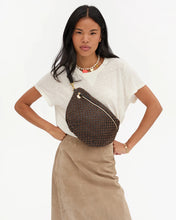 Grande Fanny- Leather & Suede Woven Checker- Black/ Chocolate
