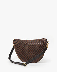 Grande Fanny- Leather & Suede Woven Checker- Black/ Chocolate
