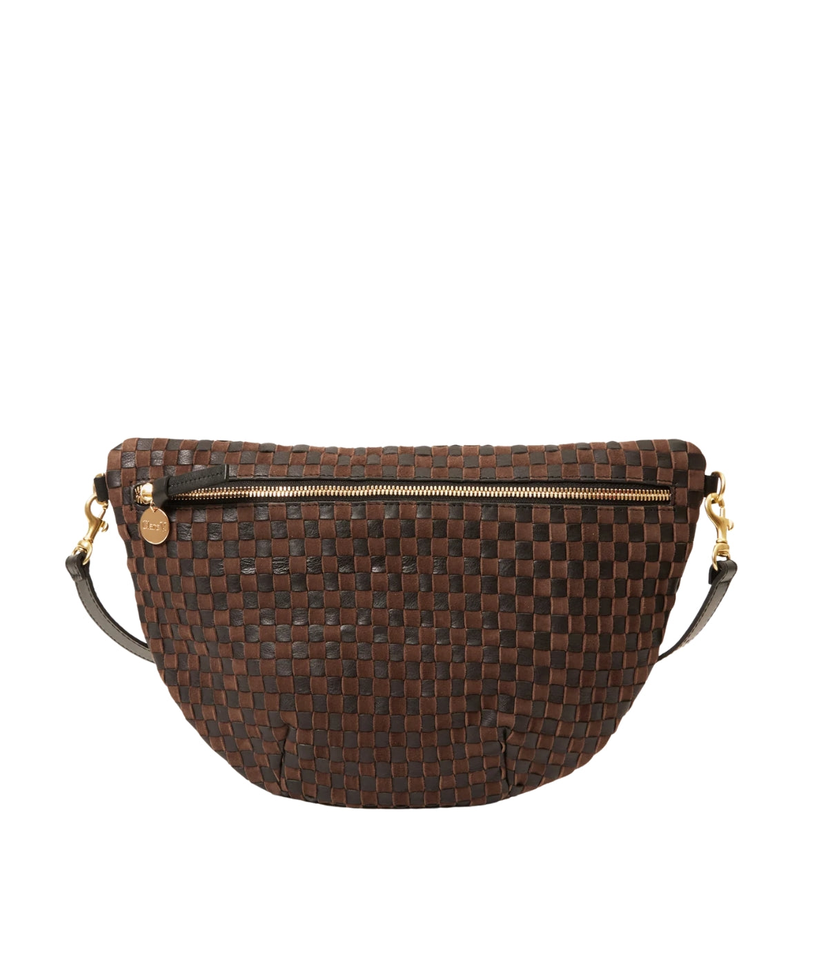 Grande Fanny- Leather & Suede Woven Checker- Black/ Chocolate