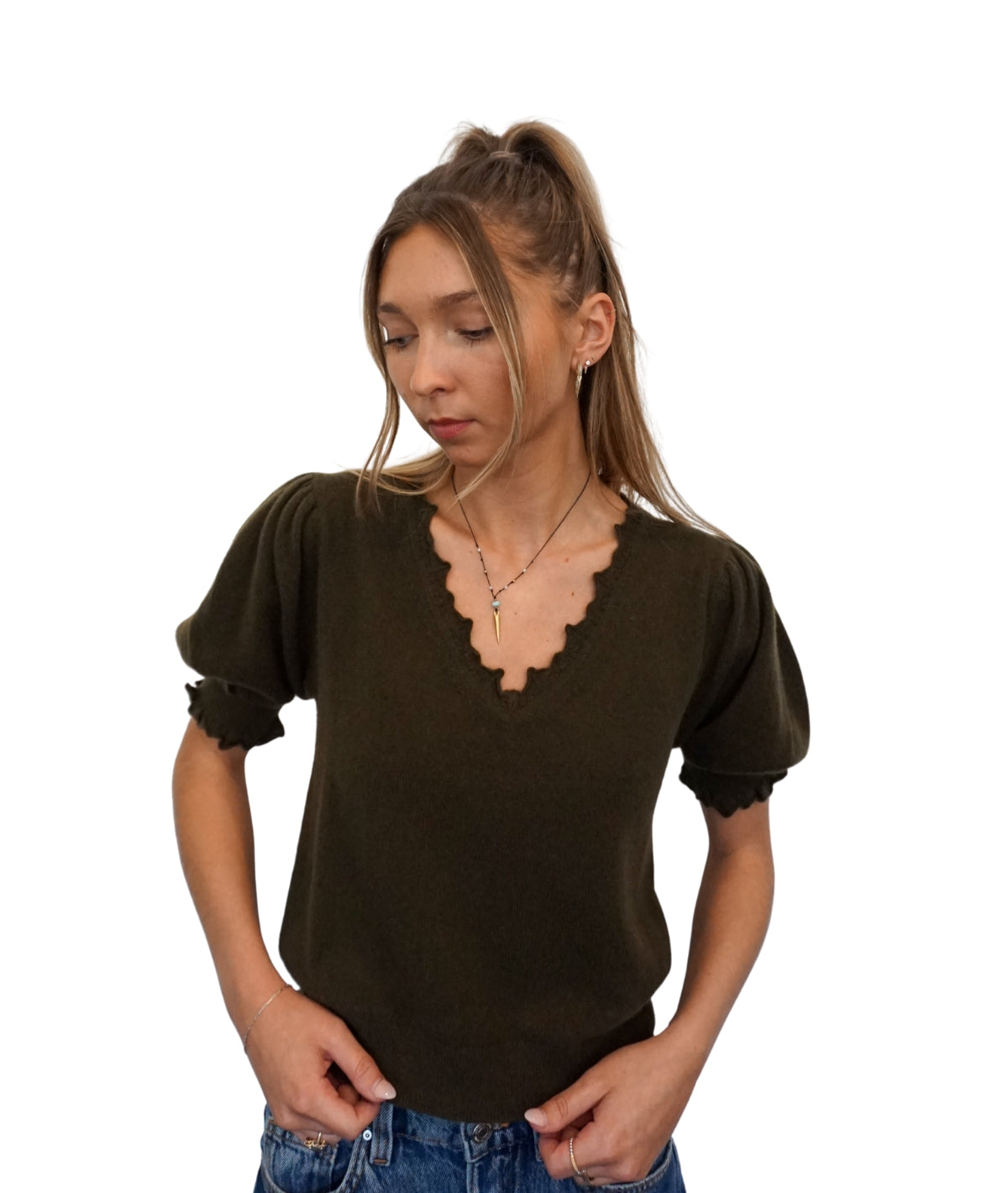 Polline Short Sleeve Top- Hunter