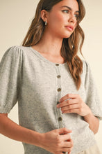 Marissa Scalloped Short Sleeve Sweater- Heather Grey