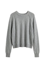 Evie Raglan Crew Sweater- Heather Grey