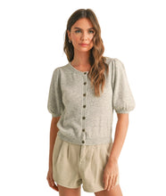 Marissa Scalloped Short Sleeve Sweater- Heather Grey