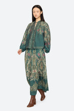 Hyacinth Print Long Sleeve Top- Green