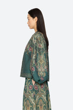 Hyacinth Print Long Sleeve Top- Green