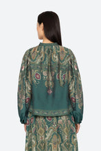 Hyacinth Print Long Sleeve Top- Green