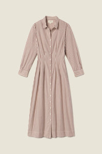 Harper Dress- Burgundy Stripe