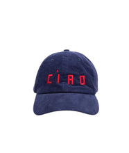 Corduroy Baseball Hat- Embroidered Ciao Navy