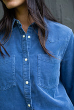 Western Corduroy Button Up- Indigo