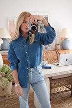 Western Corduroy Button Up- Indigo