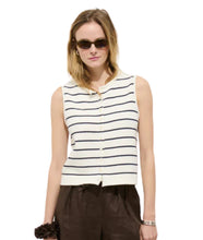 Taylor Striped Sweater Vest- Ivory/ Navy Night