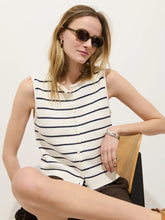 Taylor Striped Sweater Vest- Ivory/ Navy Night