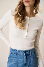 Pointelle Long Sleeve Henley- Ivory