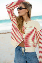 Martha Cardigan- Ivory/ Red Stripe