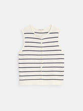 Taylor Striped Sweater Vest- Ivory/ Navy Night