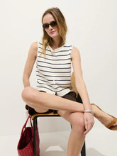 Taylor Striped Sweater Vest- Ivory/ Navy Night