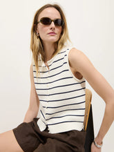 Taylor Striped Sweater Vest- Ivory/ Navy Night