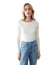Pointelle Long Sleeve Crewneck- Ivory
