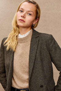 Jac Blazer- Camel Black Herringbone