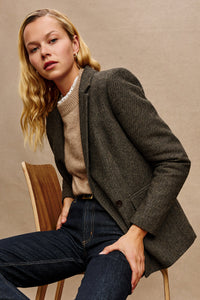 Jac Blazer- Camel Black Herringbone