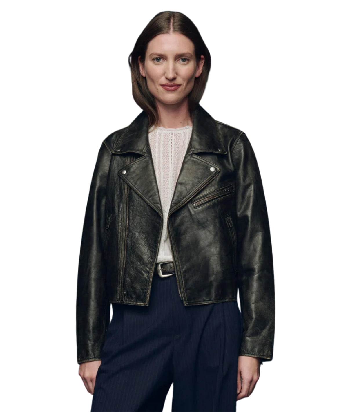 The Perfect Leather Jacket- Worn Black
