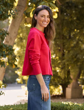 Jackie Sweatshirt Cardigan- Holly Red