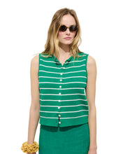 Taylor Striped Sweater Vest- Jade/ Ivory