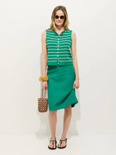 Taylor Striped Sweater Vest- Jade/ Ivory