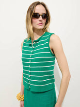 Taylor Striped Sweater Vest- Jade/ Ivory
