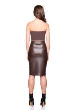 Faux Leather Pencil Skirt- Java