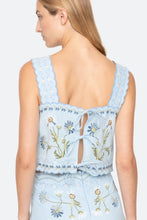 Audra Embroidery Tank Top- Blue
