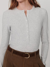 Kesia Long Sleeve Henley- Light Grey Marl