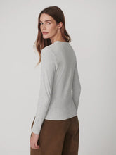 Kesia Long Sleeve Henley- Light Grey Marl