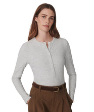 Kesia Long Sleeve Henley- Light Grey Marl