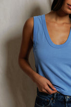 Khara Crispy Cotton Tank- Pacific Blue