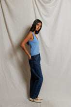 Khara Crispy Cotton Tank- Pacific Blue
