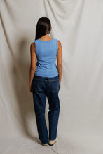 Khara Crispy Cotton Tank- Pacific Blue