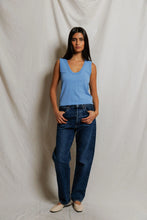 Khara Crispy Cotton Tank- Pacific Blue