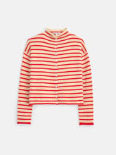 Taylor Cardigan In Mariner Stripe- Skinny Latte/ Bright Flame