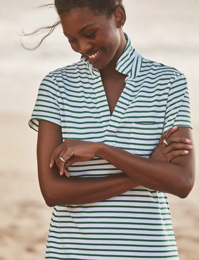 Lauren Polo Dress- Green & White Stripe