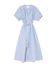 Liora Dress- Chambray Teal Stripe