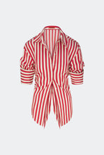 Loch Poplin Button Up- Venetian Red Stripe