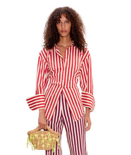 Loch Poplin Button Up- Venetian Red Stripe