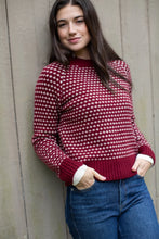 Lodge Sweater- Burgundy/ Ivory Birdseye