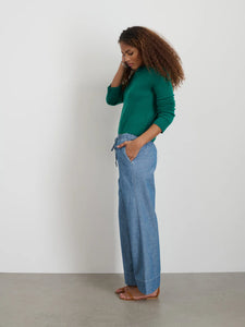 Michelle Crewneck Sweater in Cashmere- Kelly Green