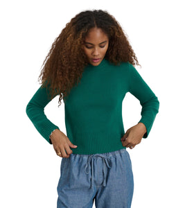 Michelle Crewneck Sweater in Cashmere- Kelly Green
