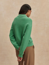 Marlie Polo Knit Sweater- Green Spruce
