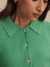 Marlie Polo Knit Sweater- Green Spruce