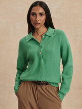 Marlie Polo Knit Sweater- Green Spruce