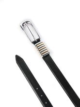 Metal Core Belt- Carbon Black Leather w/ Sliver Hardware
